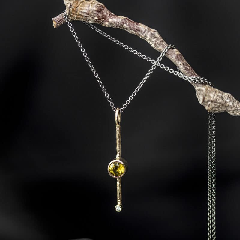 Vedhæng - 14 kt guld med diamant