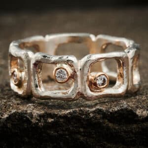 Sølv square med og uden diamanter