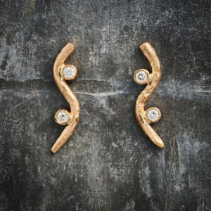 Ørestik snoet guldtråd 14 kt guld