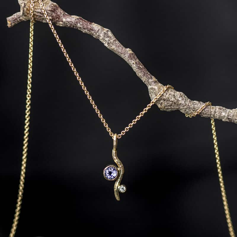 Vedhæng - 14 kt guld med diamant