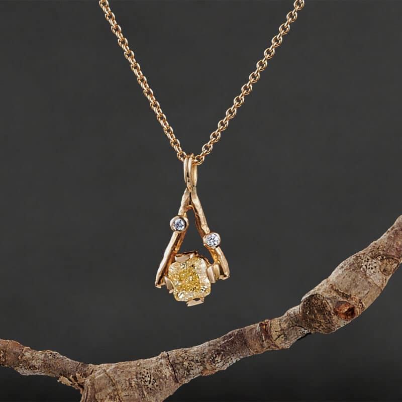 Fancy Yellow diamant vedhæng