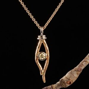 Vedhæng 14 kt guld og hvidguld 0,50 ct yellow diamant