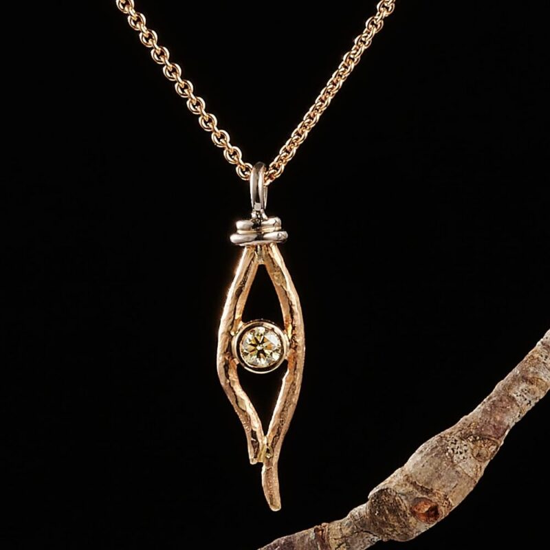 Vedhæng 14 kt guld og hvidguld 0,50 ct yellow diamant